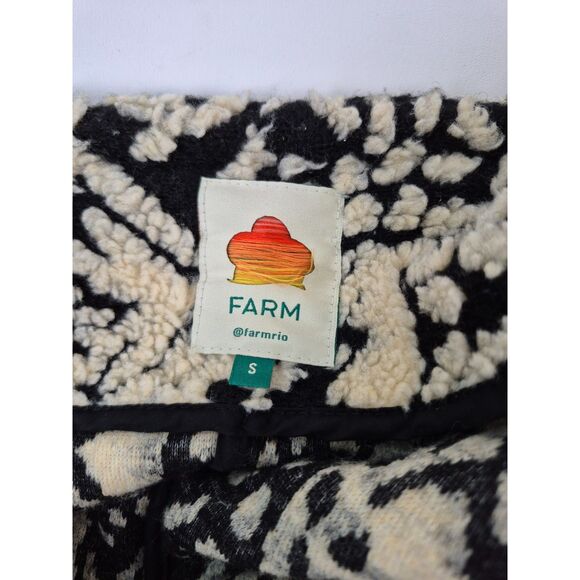 FARM Rio Women Midnight Leopard Long Fleece Cardigan Black Cream Coat Size Small - Picture 6 of 6